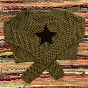 Olive Green Star Sweater